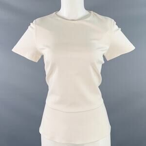 BRUNELLO CUCINELLI Size M Cream Cotton Blend Short Sleeve Peplum Casual Top